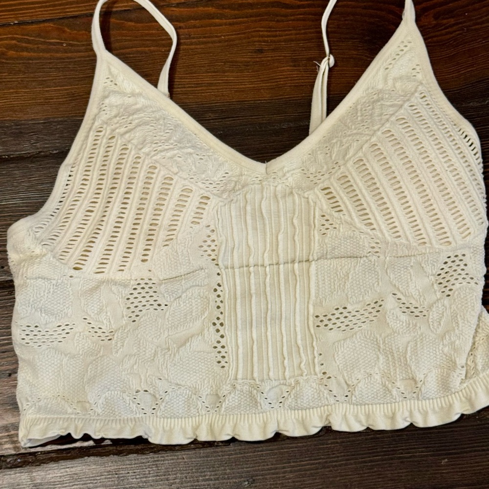 Ivory Boot Barn Crochet Knit Bralette with Spaghetti Straps, Size S